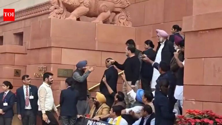 Face-off outside Parliament: Rahul Gandhi calls Ravneet Bittu ‘traitor’, ‘country or enemy’ retorts – WATCH | News of India – The Times of India