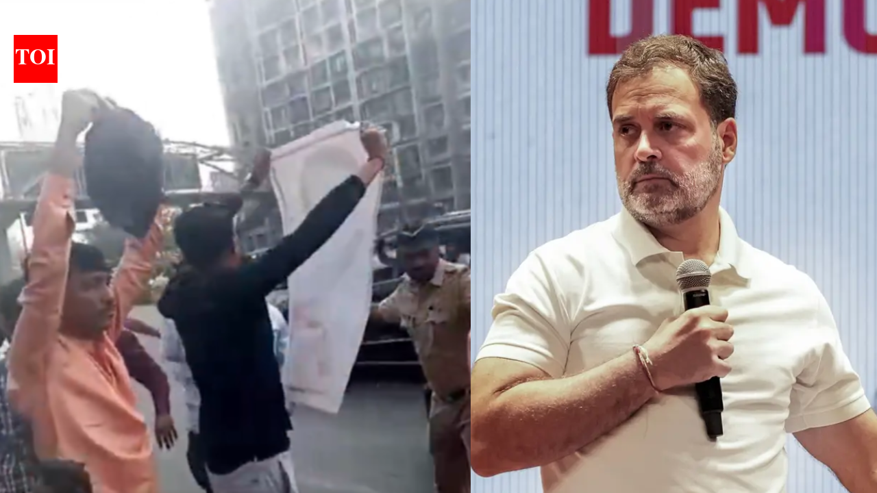 BJP shows black flag to Rahul Gandhi after Congress topless protest at AI summit | India News