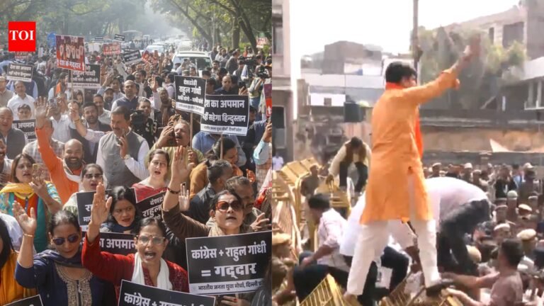 Bharatiya Janata Party protests against Congress ‘nude’ AI summit; four International Youth Council leaders arrested | India News