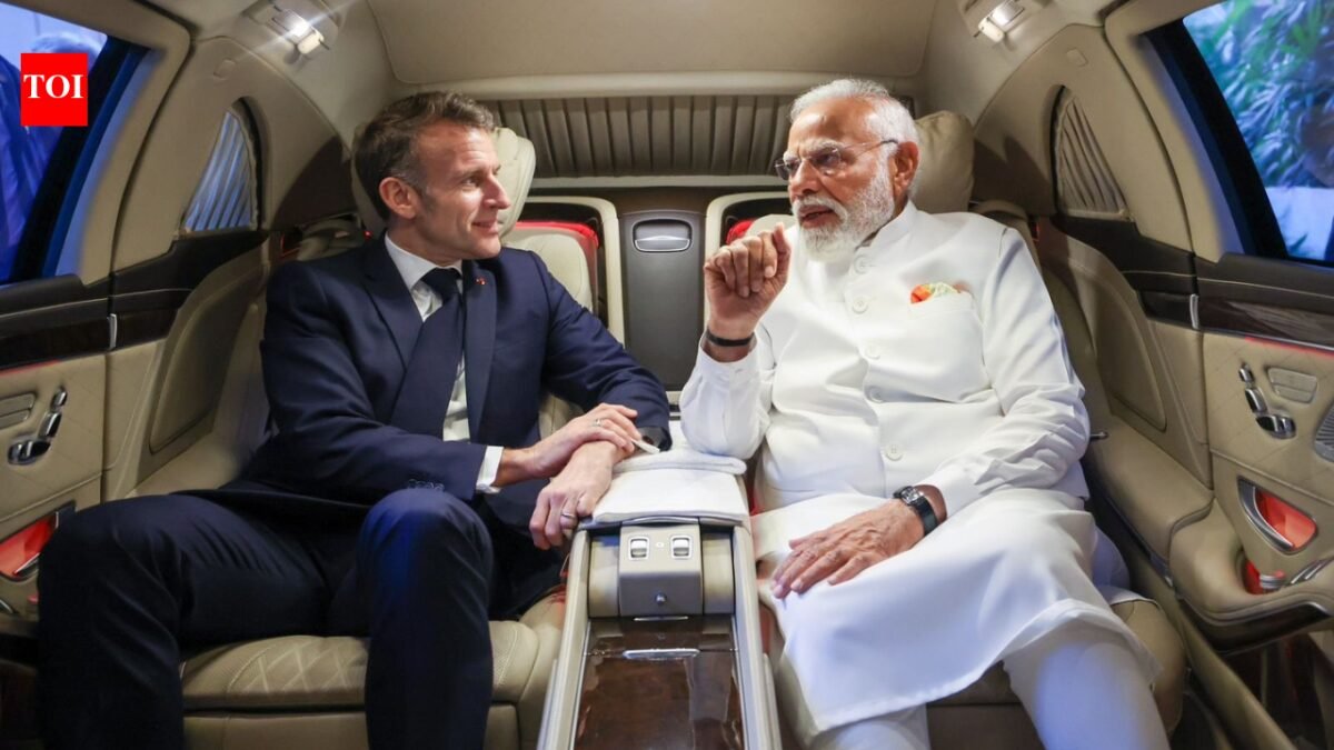 'Jai Ho': PM Modi rides in car with French President Macron in Mumbai | India News