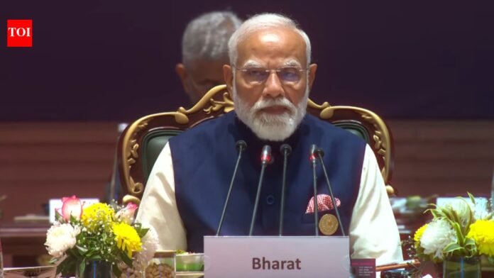 PM Modi's nameplate carries 'Bharat' message at AI summit | India News