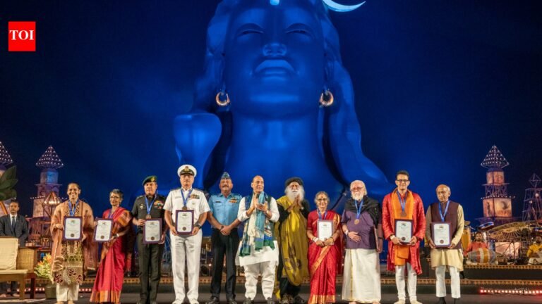 Sadhguru launches ‘Bhavya Bharat Bhushan’ award; Rajnath Singh congratulates achievers. indian news