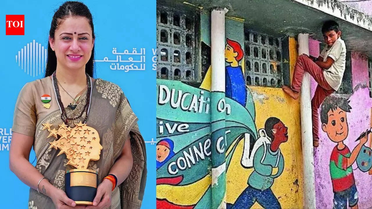 Teacher-who-reaches-out-to-children-who-have-never-been.jpg Teacher who reaches out to children who have never been to school and paints murals to educate them wins $1 million global prize | India News
