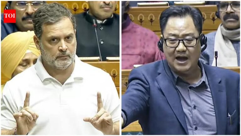 Watch: Rahul Gandhi snaps at reporters outside Parliament; Rijiju questions his stance | India News