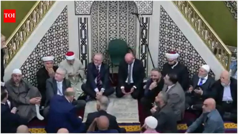 ‘Get ’em out of here’: Australian PMs Anthony Albanese and Tony Burke question support for Israel at Eid prayers in Sydney – watch