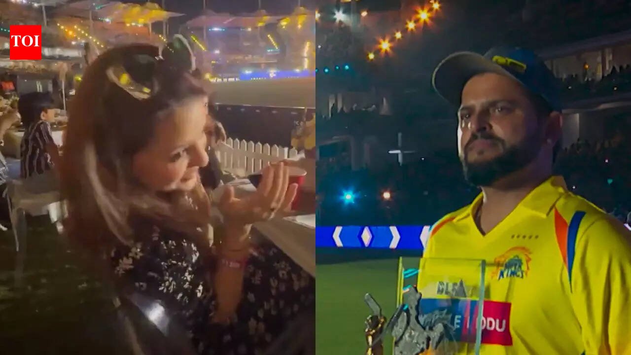 'Gracia ke papa': Sakshi Dhoni's shout-out to Suresh Raina lights up CSK match - Watch
