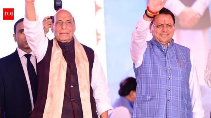 'He should be called Dhurandhar Dhami': Defense Minister Rajnath Singh on 4 years of Uttarakhand government.

