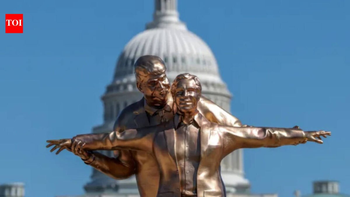 'Tragic love story': Statues of Trump and Epstein found in Washington DC, striking iconic 1997 Titanic pose