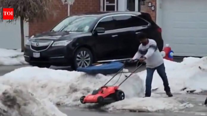 Video of Brampton man clearing snow with lawnmower goes viral: 'Not the best, the brightest'

