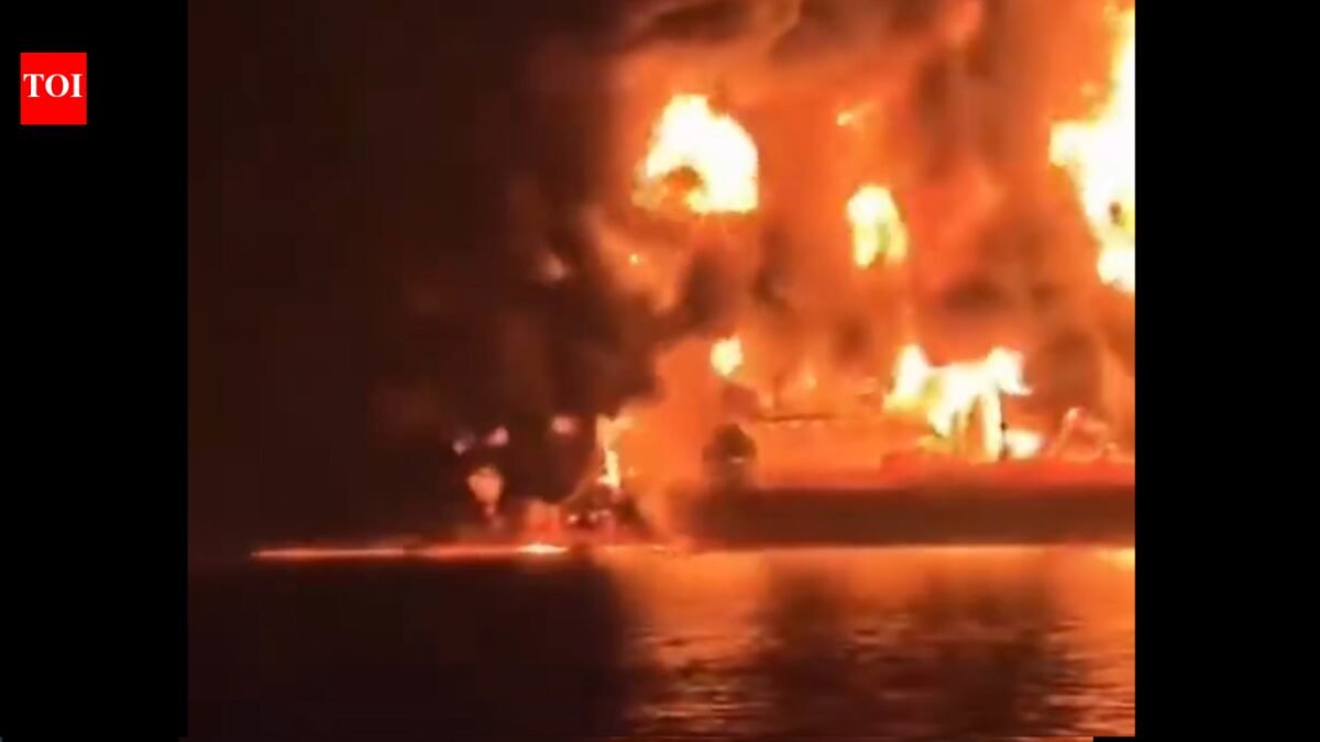 WATCH: Video shows huge fire after tanker explodes off the coast of Basra, Iraq
