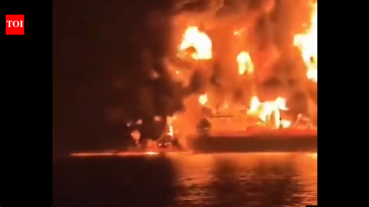 WATCH: Video shows huge fire after tanker explodes off the coast of Basra, Iraq