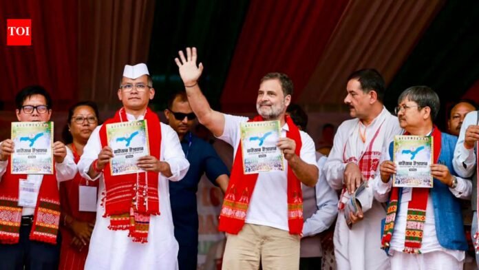 Assam polls: Rahul Gandhi unveils Congress manifesto, focus on governance, identity

