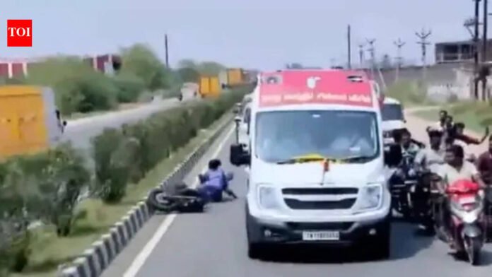 Caught on camera: Motorcyclist meets accident during TVK chairman Vijay's roadshow

