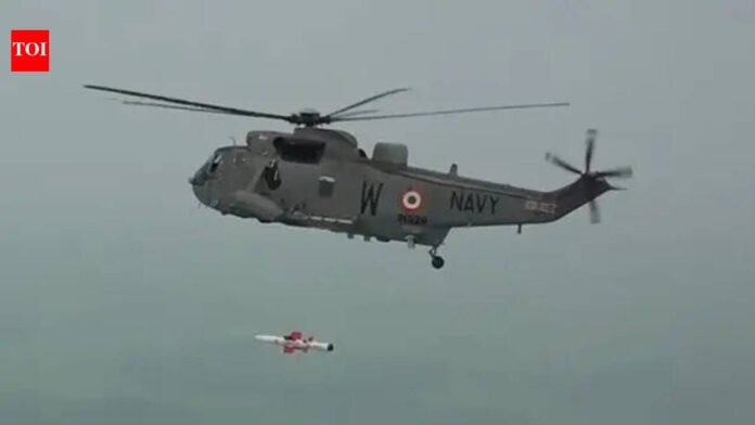 DRDO and Navy fire first salvo of 2 anti-ship missiles from helicopters off Odisha coast

