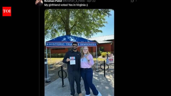 'I'm just like Americans...': Indian-American man trolled after posting photo of girlfriend voting in Virginia redistricting election

