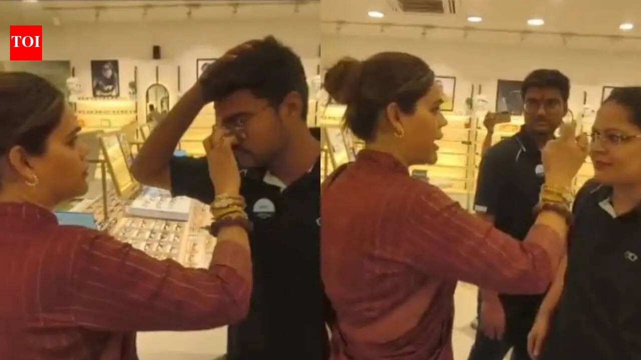 Watch: BJP leader Nazia enters Lenskart store, smear tilak on employees amid dress code