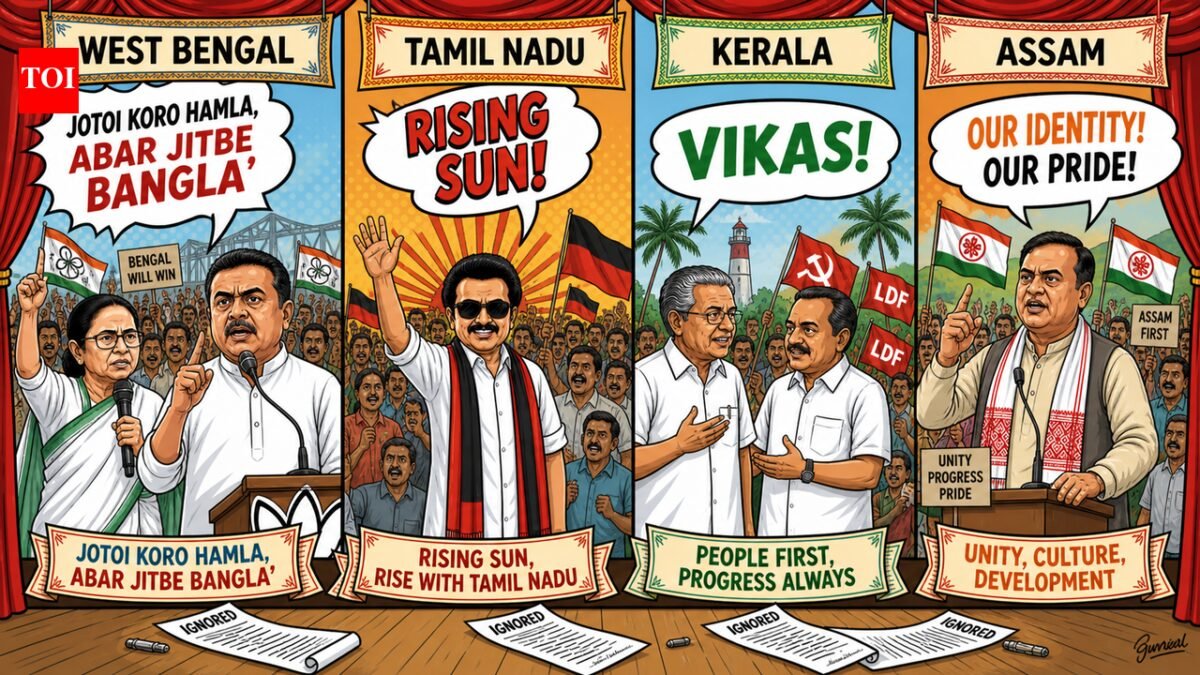 Ode to power: How slogans set the tone for elections in Bengal, Tamil Nadu, Kerala, Assam