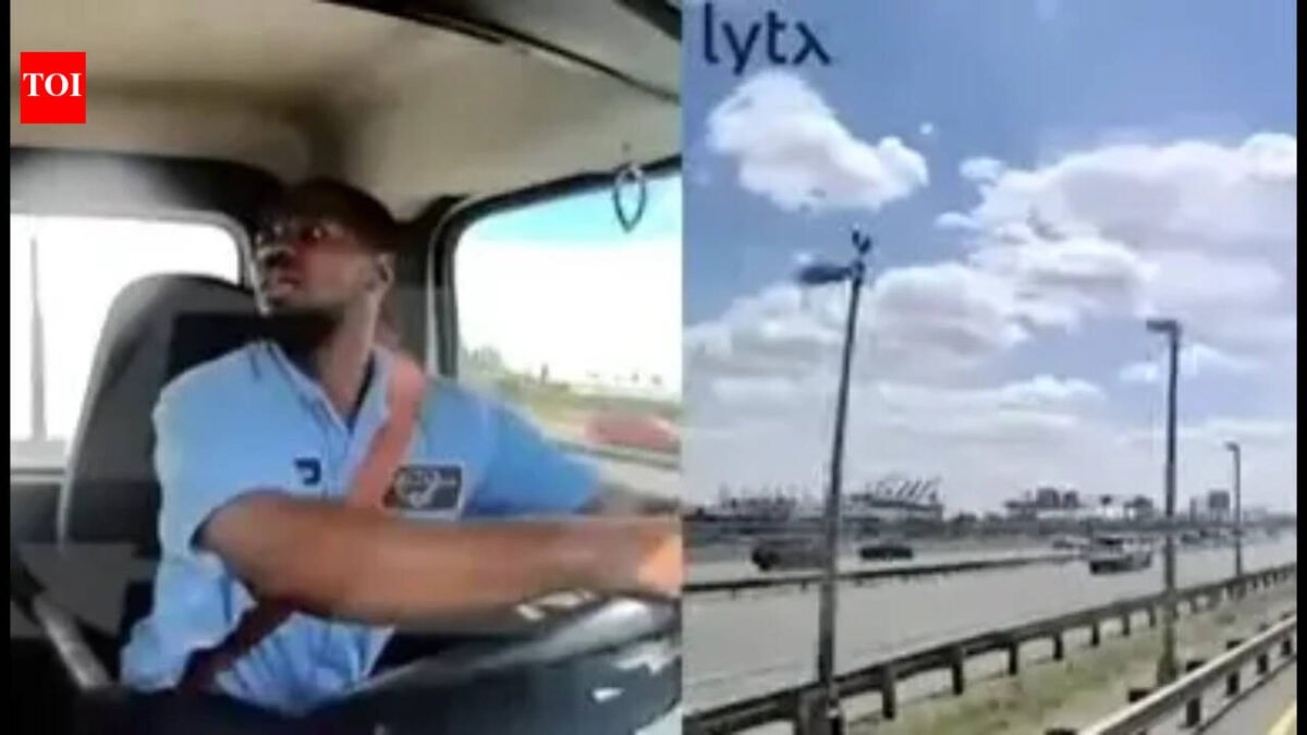 Plane crashes into truck as it lands at Newark Airport, chilling dashcam video shows what happened