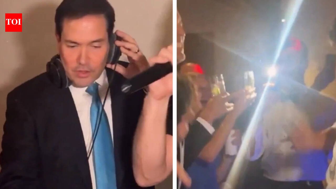 'Secretary of Everything': Marco Rubio DJ at wedding wearing headphones, leaning over deck in viral video