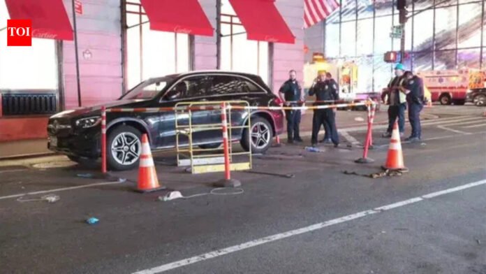 Woman falls from Mercedes into uncovered sewer hole

