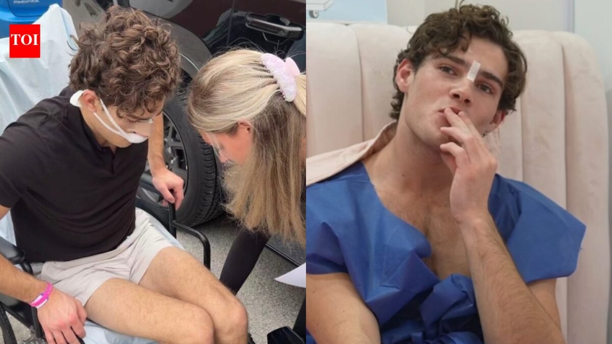'A brother in a wheelchair?': Collarbone rhinoplasty recovery photos spark speculation about leg lengthening surgery