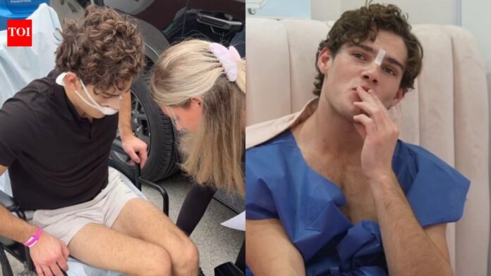 'A brother in a wheelchair?': Collarbone rhinoplasty recovery photos spark speculation about leg lengthening surgery

