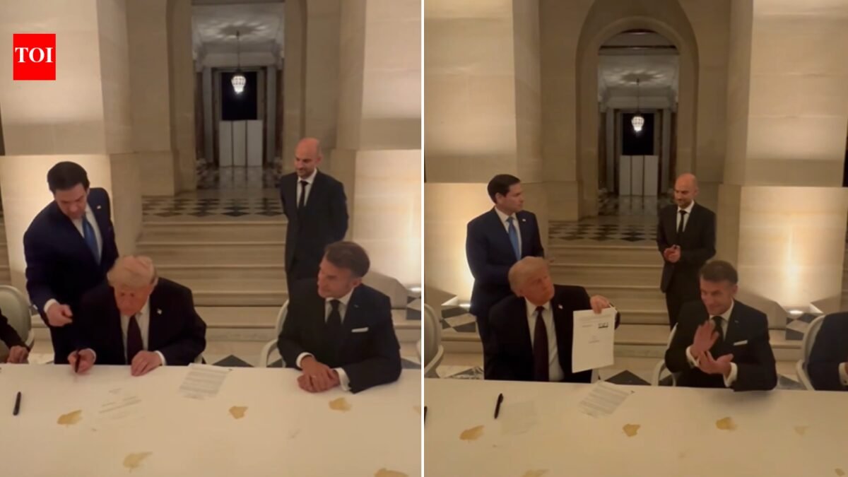In Video: Donald Trump says 'it won't be easy' as he signs US-Iran peace deal memorandum of understanding during dinner with Macron at G7 summit in Versailles