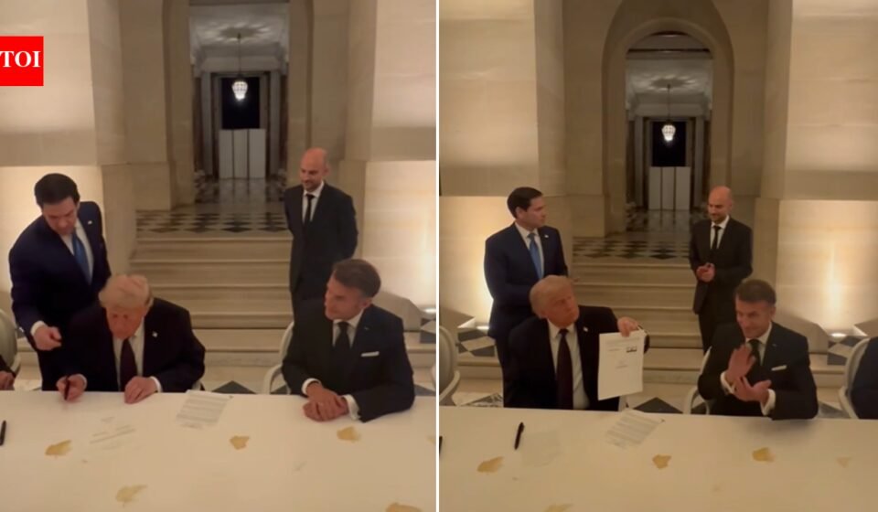 In Video: Donald Trump says 'it won't be easy' as he signs US-Iran peace deal memorandum of understanding during dinner with Macron at G7 summit in Versailles