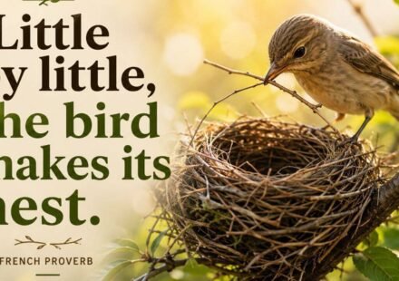 Today’s French proverb: “Little by little, a bird builds its nest”—a lesson in why slow, steady effort builds the strongest foundations