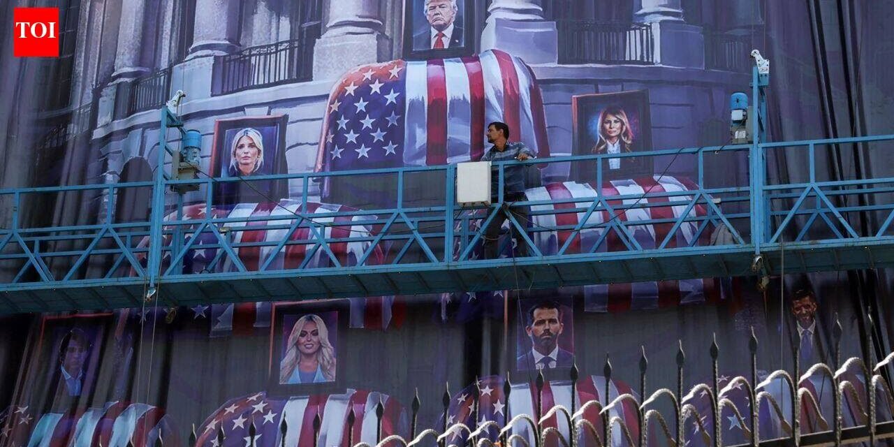 'Blood for blood': Iran displays huge billboard with Donald, Melania and Trump's children in coffins
