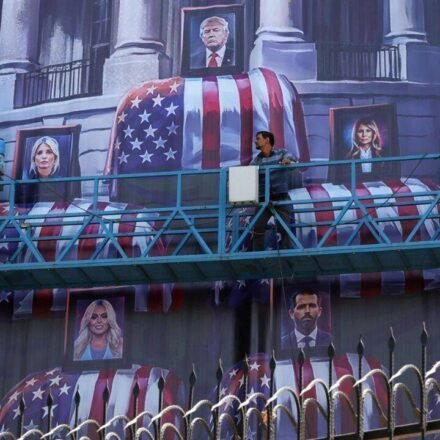 'Blood for blood': Iran displays huge billboard with Donald, Melania and Trump's children in coffins