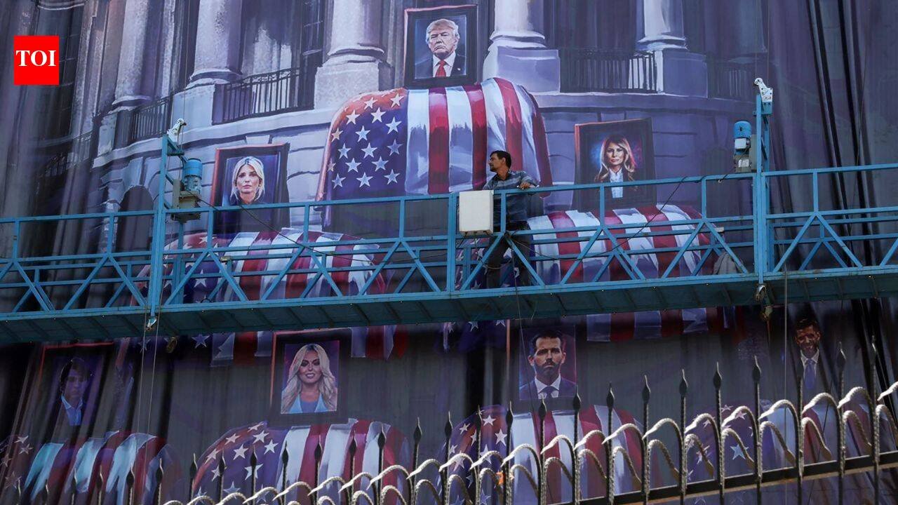 'Blood for blood': Iran displays huge billboard with Donald, Melania and Trump's children in coffins