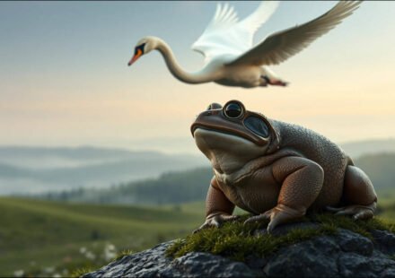 Contemporary Chinese proverb: "The toad wants to eat the swan" is a straightforward reality test of excessive ambition.
