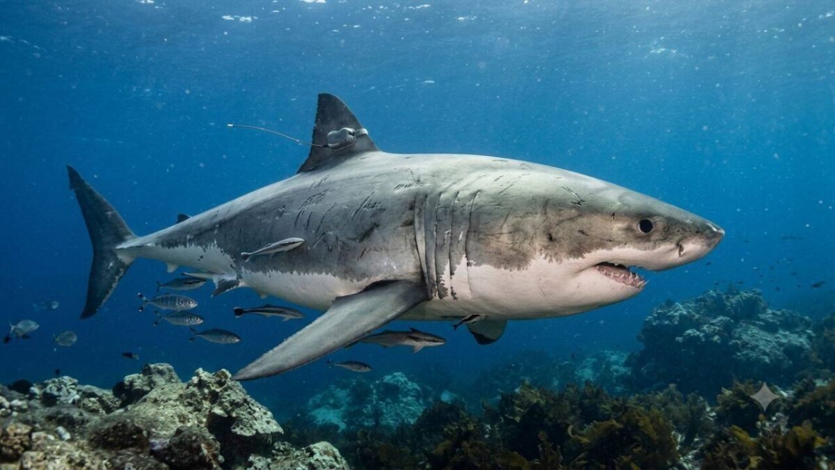 The largest male great white shark ever seen in the Atlantic resurfaces after traveling 7,000 miles; scientists say his journey is far from over World News