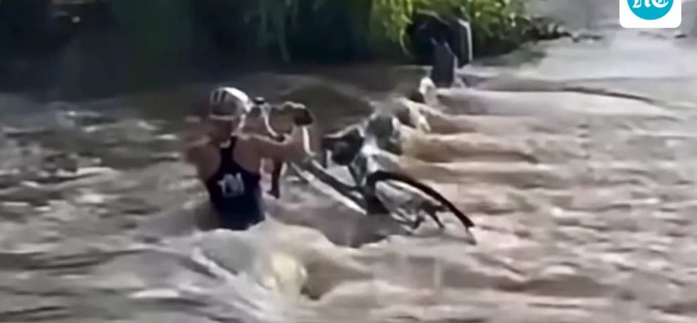 Female cyclist sucked underwater while trying to cross bridge; survives (KOLD NEWS)
