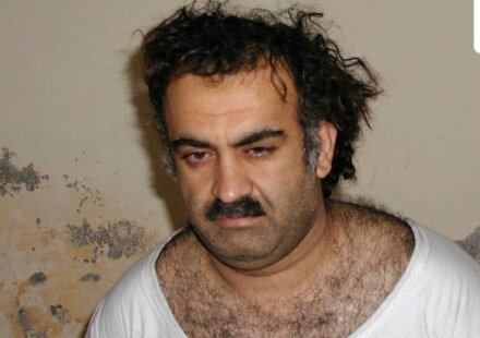 FILE- Khalid Sheikh Mohammed, the alleged Sept. 11 mastermind, is seen shortly after his capture during a raid in Pakistan Saturday March 1, 2003. (ASSOCIATED PRESS)