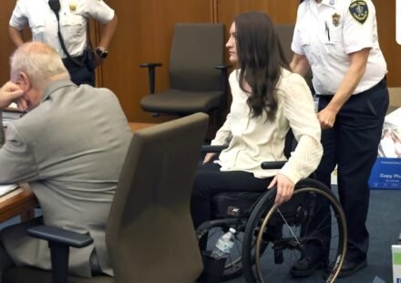 Lindsay Clancy enters the courtroom after a short break in her murder trial at Plymouth Superior Court in Plymouth, Mass., Wednesday, Aug. 5, 2026. (David L Ryan/The Boston Globe via AP, Pool) CORRECTION: Source is The Boston Globe, not The Boston Herald. (David L. Ryan/Pool The Boston Gl)