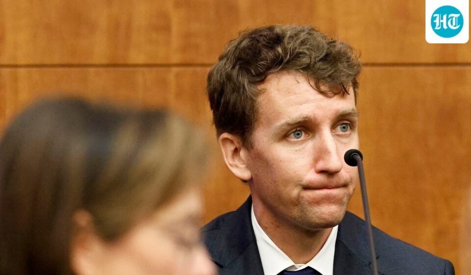 Patrick Clancy testifies for the prosecution against his ex-wife, Lindsay Clancy, at Plymouth Superior Court in Plymouth, Massachusetts ((Greg Derr/The Patriot Ledger via AP, Pool)