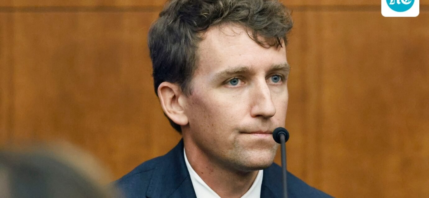 Patrick Clancy, the father of Cora, Dawson and Callan Clancy testifies for the prosecution against his ex wife Lindsay Clancy. (AP Pool)