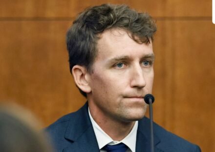 Patrick Clancy, the father of Cora, Dawson and Callan Clancy testifies for the prosecution against his ex wife Lindsay Clancy. (AP Pool)