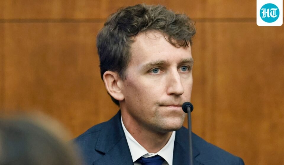 Patrick Clancy, the father of Cora, Dawson and Callan Clancy testifies for the prosecution against his ex wife Lindsay Clancy. (AP Pool)