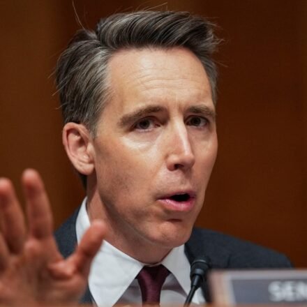U.S. Senator Josh Hawley, who is married and has three kids, was accused of kissing a man. (REUTERS)