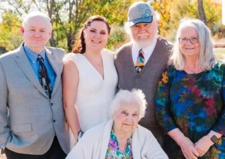 Alan Smith (far left) is pictured with Megan Ghekiere, Dana Smith (Father), Barbara (Mother) Smith, and Evelyn Smith (grandmother). (X | @SeeRacists)