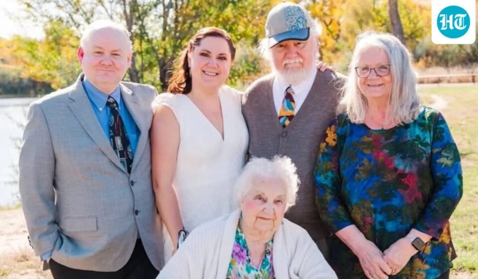 Alan Smith (far left) is pictured with Megan Ghekiere, Dana Smith (Father), Barbara (Mother) Smith, and Evelyn Smith (grandmother). (X | @SeeRacists)