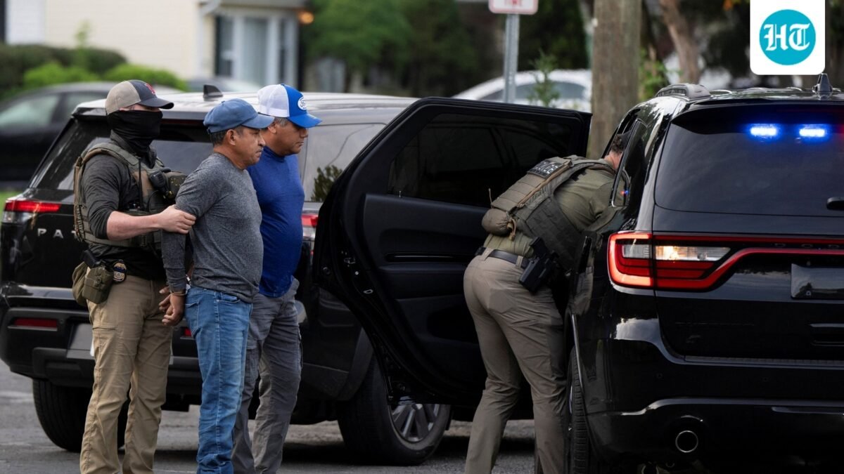 ICE agents detain two individuals outside a home in Danbury, Connecticut on August 27. (Representational) (REUTERS)