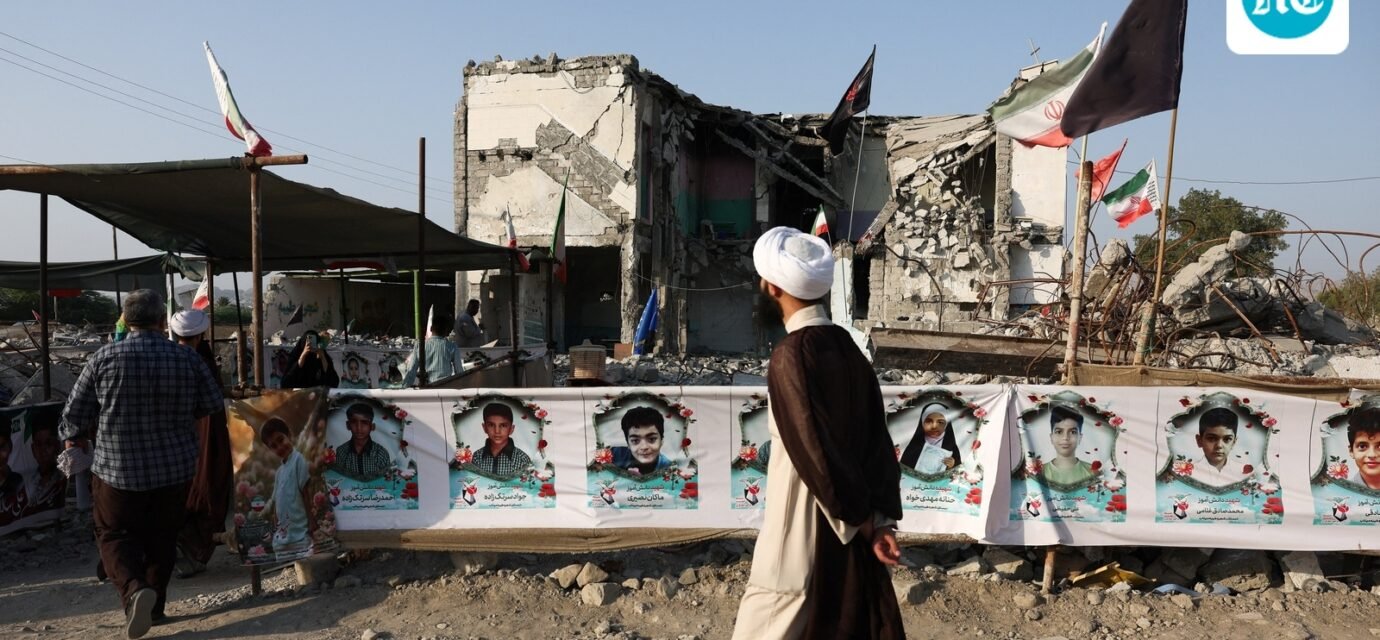 People visit Minab school, which was damaged in a strike on February 28, when US and Israel launched air attacks against Iran. (WANA via Reuters)