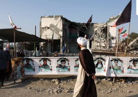 People visit Minab school, which was damaged in a strike on February 28, when US and Israel launched air attacks against Iran. (WANA via Reuters)
