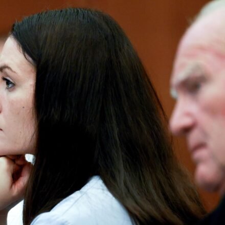 Lindsay Clancy, and her attorney Kevin Reddington , listen to testimony from Rebecca Jollotta, during Clancy's murder trial in Plymouth Mass., on Tuesday Aug. 11, 2026 in Plymouth, Mass.  (Jonathan Wiggs/The Boston Globe via AP, Pool) (Jonathan Wiggs/Pool The Boston G)