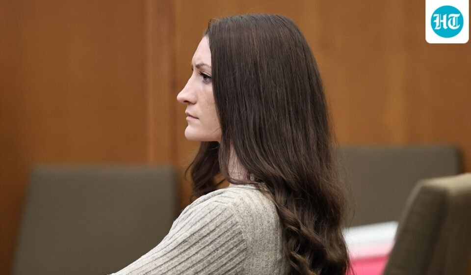 Lindsay Clancy listens to the testimony of Dr. Gregory Saathoff during her murder trial in Plymouth Superior Court on Wednesday, Aug. 26, 2026 in Plymouth, Mass.  (Greg Derr/The Patriot Ledger via AP, Pool) (Greg Derr /Pool The Patriot Ledg)