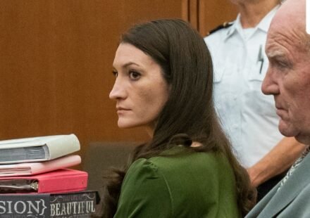 Lindsay Clancy sits in court with her attorney Kevin Redinngton during her murder trial Wednesday, Aug. 19. (Amanda Sabga/Pool The Boston Her)